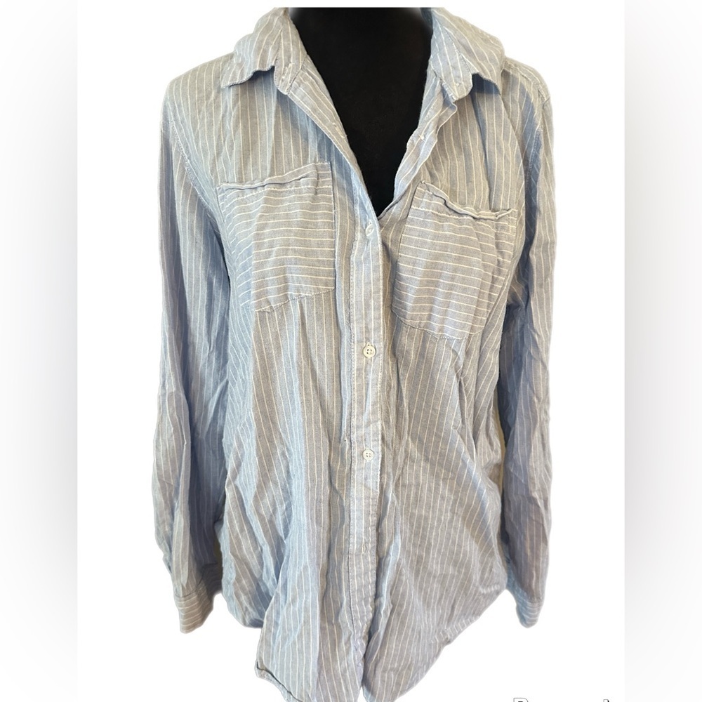 Japna Blue and White Striped Button Down Shirt